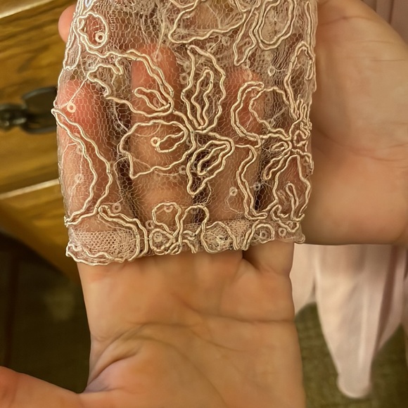 BONNIE JEAN 4T rose gold formal 3/4 sleeve ruffle lace sequin dress - Picture 6 of 10